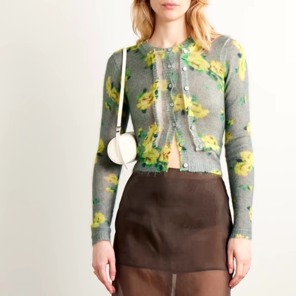 Acne Studios Floral Print Mohair Blend Women's Cardigan M